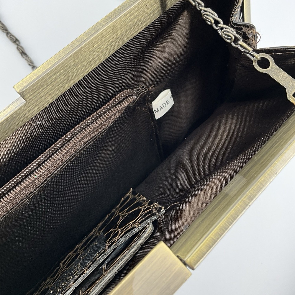 Jessica McClintock Vintage Clutch Patent Leather Crossbody Purse Retro 80s 11 in - Picture 6 of 16